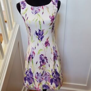 Floral Sleeveless Watercolour Linen Like Dress